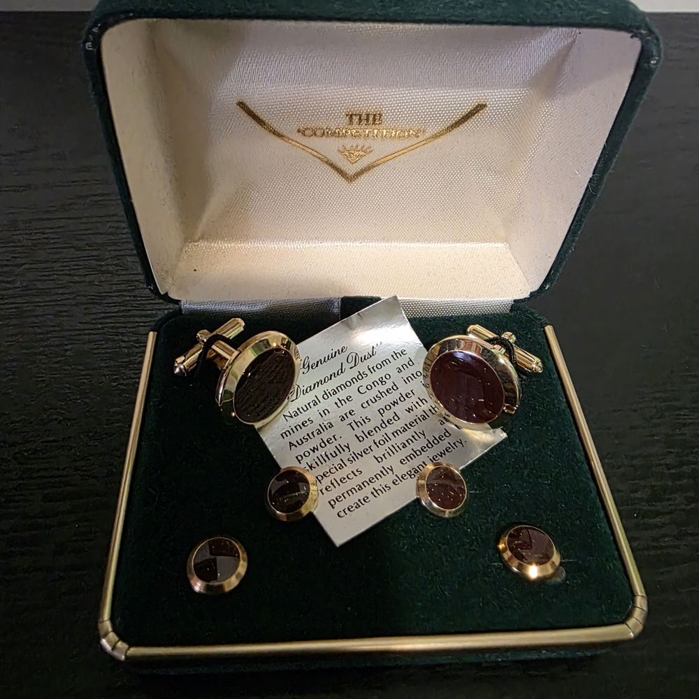 Gold and Brown Cufflinks Set